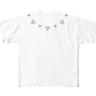 SANKAKU DESIGN STOREのつれづれサンカク。 黒 All-Over Print T-Shirt