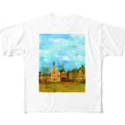 ふわりの絵画のような街（原色） フルグラフィックTシャツ