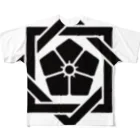 松や SUZURI店の坂本龍馬 家紋 All-Over Print T-Shirt