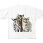 saraの猫 仲良し三兄弟 フルグラフィックTシャツ
