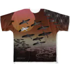 雁花工房（寄付アイテム販売中です）の雁八種と落雁シャツ（夕焼け色地味版）Sサイズ専用 フルグラフィックTシャツ