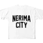 JIMOTOE Wear Local Japanの練馬区 NERIMA CITY ロゴブラック フルグラフィックTシャツ
