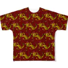 suparnaの龍　パターン　赤 フルグラフィックTシャツ