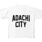 JIMOTOE Wear Local Japanの足立区 ADACHI CITY ロゴブラック　 All-Over Print T-Shirt