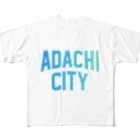 JIMOTO Wear Local Japanの足立区 ADACHI CITY ロゴブルー フルグラフィックTシャツ