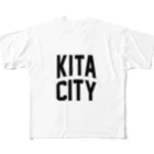 JIMOTO Wear Local Japanの北区 KITA CITY ロゴブラック フルグラフィックTシャツ