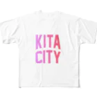 JIMOTO Wear Local Japanの北区 KITA CITY ロゴピンク フルグラフィックTシャツ