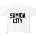 JIMOTO Wear Local Japanの墨田区 SUMIDA CITY ロゴブラック フルグラフィックTシャツ