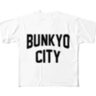 JIMOTO Wear Local Japanの文京区 BUNKYO WARD ロゴブラック フルグラフィックTシャツ