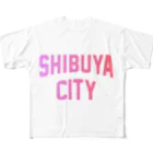 JIMOTO Wear Local Japanの渋谷区 SHIBUYA WARD ロゴピンク フルグラフィックTシャツ