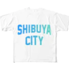 JIMOTO Wear Local Japanの渋谷区 SHIBUYA WARD ロゴブルー All-Over Print T-Shirt