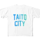 JIMOTO Wear Local Japanの台東区 TAITO WARD ロゴブルー フルグラフィックTシャツ