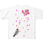 PiZakkuの桜吹雪　桜文鳥 フルグラフィックTシャツ