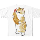 mofusandのえびふらいに恋するにゃん フルグラフィックTシャツ