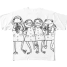 樹雨堂のゲコ下校音楽隊(黒線) フルグラフィックTシャツ