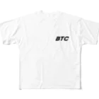 BTC_shopのBTC通貨コードベーシック フルグラフィックTシャツ