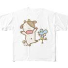 👓ぷんちん📷@LINEスタンプや絵文字販売中🐷のモーモーちゃんwithちゅー太 All-Over Print T-Shirt