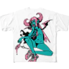 tama.llustrationのロックT ROCK'N PUNK - 悪魔ちゃん スニーカー フルグラフィックTシャツ