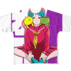 ねこねこむキャラクターショップのおじゃまねこかっぱ。 All-Over Print T-Shirt