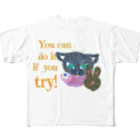 樹樹JUJUの黒猫デックスやればできる！ フルグラフィックTシャツ