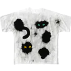 Washiemon and Ai-chan's Shopの黒猫が見ている All-Over Print T-Shirt