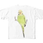 まめるりはことりのピタッとセキセイインコちゃん【まめるりはことり】 フルグラフィックTシャツ