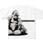 Bone-Coilのゴリラ×Music　（black) フルグラフィックTシャツ