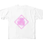 鳴くよメジロのネオンピンク招財進寶 All-Over Print T-Shirt