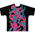 日本どうぶつの会のタロット「FIVE of WANDS.(ワンズの５)」フルグラフィックTシャツ All-Over Print T-Shirt