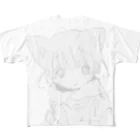 ゆーきんの絵ぐっずのつめたいねこAA フルグラフィックTシャツ