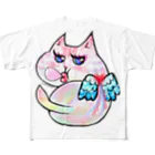 WataMayuroom☆のヤサグレカラフル猫 フルグラフィックTシャツ