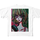 ねこの森でお散歩のハデな原色ガール All-Over Print T-Shirt