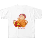 鎌倉のご当地キャラぶったくんのsurf Butta-kun(orange) 풀그래픽 티셔츠