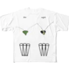 L_arctoaのカマキリの昼と夜の複眼（英語、背景白色ver） All-Over Print T-Shirt