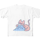 サメ わりとおもいのデカいねこと喰われるやま All-Over Print T-Shirt