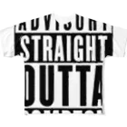 DRIPPEDのPARENTAL ADVISORY STRAIGHT OUTTA COMPTON-ペアレンタル・アドバイザリー・ストレイト・アウタ・コンプトン- ボックスロゴ All-Over Print T-Shirt