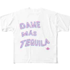 きゅうに！のDAME MAS TEQUILA (Pink&Sky Blue) All-Over Print T-Shirt