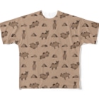 ゆるいイラストのアイテム - イラストレーターハセガワのラクダとピラミッド All-Over Print T-Shirt
