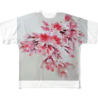 水墨絵師 松木墨善の桜開花 フルグラフィックTシャツ