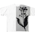 水墨絵師 松木墨善の菜の花と蝶々 All-Over Print T-Shirt