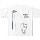 ハナのお店の夜の散歩（白猫） All-Over Print T-Shirt