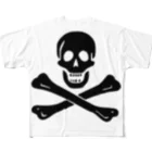 DRIPPEDの海賊旗スカル-Jolly Roger サミュエル・ベラミーの海賊旗-黒ロゴ All-Over Print T-Shirt