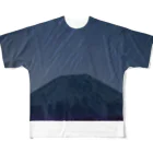 月と鼈の地球は回る　富士山と星 フルグラフィックTシャツ