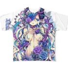 月蝕ざっか店＠SUZURIのDistress Rose - D フルグラフィックTシャツ