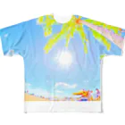 アロハスタイルハワイのハワイワイキキビーチ（イラスト） All-Over Print T-Shirt