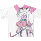 しぶき   やのタバコ吸ってる女の子 フルグラフィックTシャツ