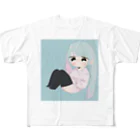 さくらのだぼだぼパーカーと黒ニーソの少女 フルグラフィックTシャツ