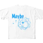 ワン太フルのTシャツ屋さんのライオン君 Maybe ブルー フルグラフィックTシャツ