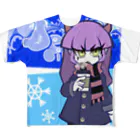 yoheiheyのDemon girls#2 Becca with coffee フルグラフィックTシャツ