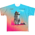 猫ICHIZO公式グッズの目線猫一三 フルグラフィックTシャツ